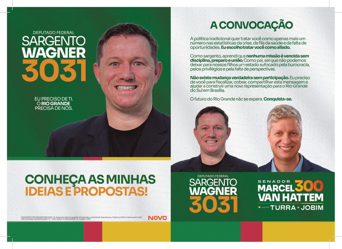 Frente do folder de campanha de Sargento Wagner 3031
